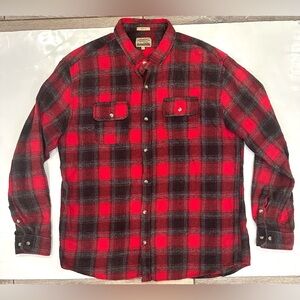 Free Nature Mens Plaid Flannel Slim Fit Red Size XL Button Down